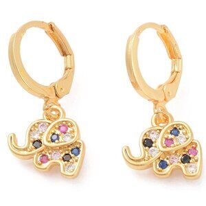 NWOT - Super Cute Little Colorful Dangle CZ elephant Huggie hoop Mix&Match 2/$10